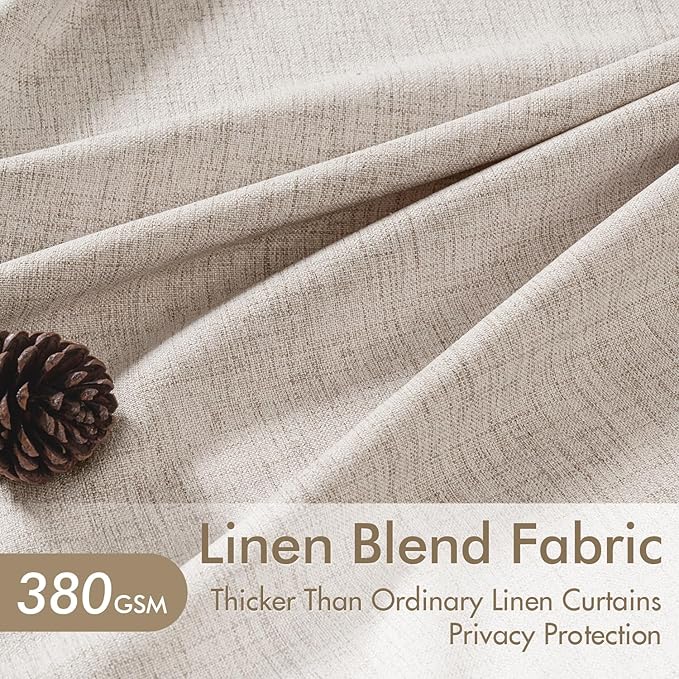 MIULEE Pinch Pleated Thick Linen Curtains 84 Inch 4 Panels Set Back Tab Memory - Image 3