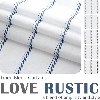 jinchan Linen Striped Kitchen Curtains Tier Cafe Curtains - Image 3