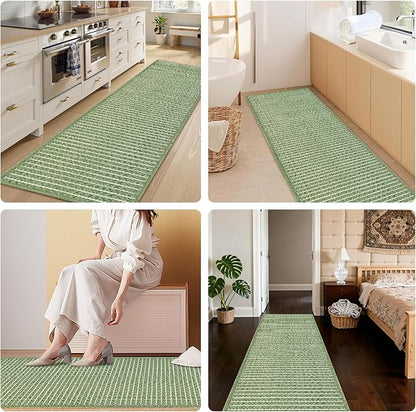 Sage Green Runners for Kitchen 24"x60" Non Slip Braided Long Bathroom Runner - Image 3