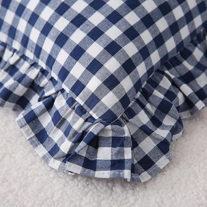 2 Pack Navy Blue Plaid Ruffle Gingham Lumbar Pillow Shams, 100% Washed Cotton - Image 7