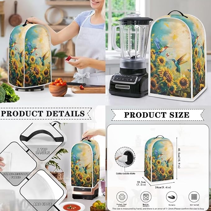 Hummingbird Dust Cover for Coffee Maker Kitchen Blender Cover Flower Bread - Image 3