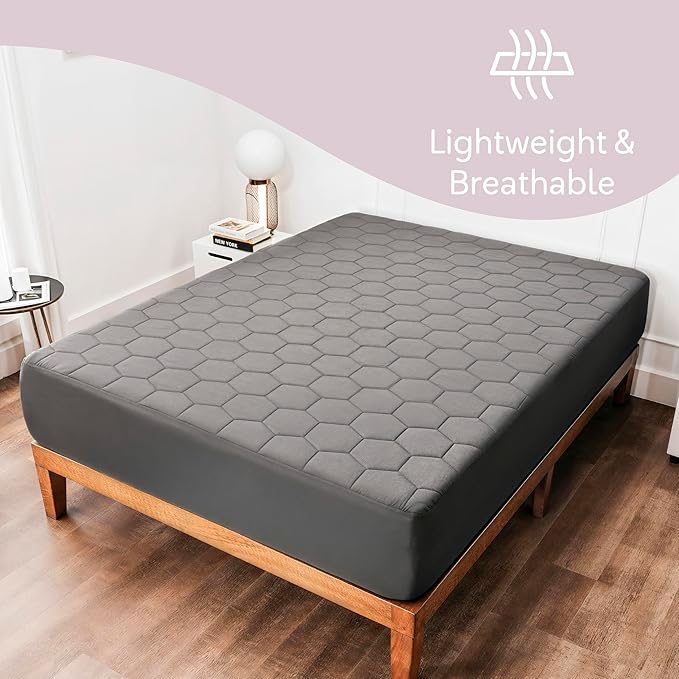 Hearth & Harbor Twin XL Size Quilted Fitted Mattress Pad Cover, 100% Waterproof - Image 3