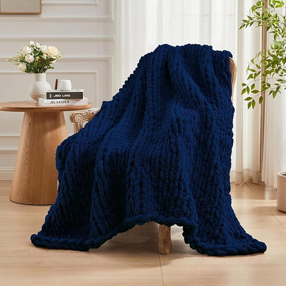 Carriediosa Chunky Knit Throw Blanket 50" X 60", 100% Hand Made Large Chenille - Image 8