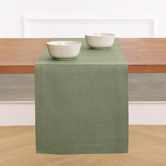 Solino Home Linen Oil Green Table Runner 144 Inches Long by SolinoHome