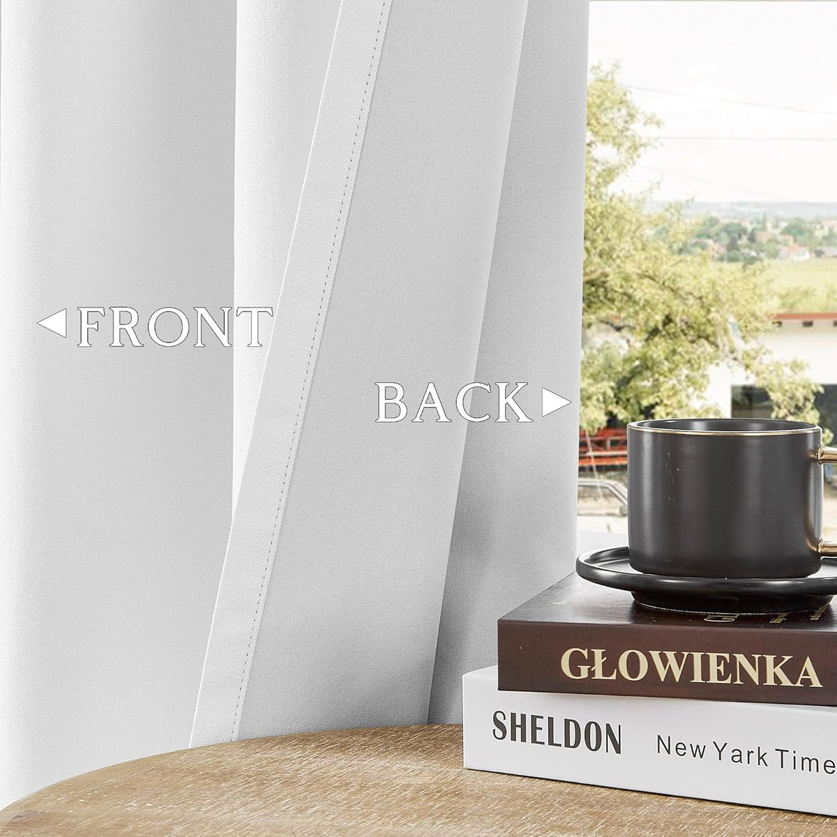 chrisdowa white blackout curtains 63 inches long 2, side view
