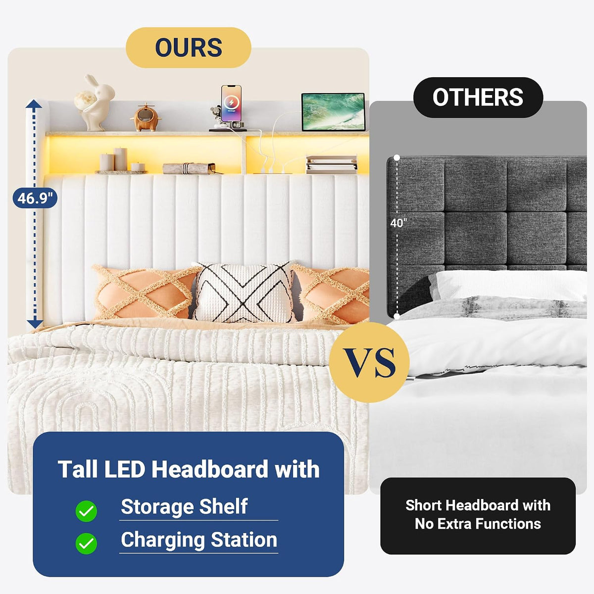allewie full size lift up storage led bed on a desk or shelf