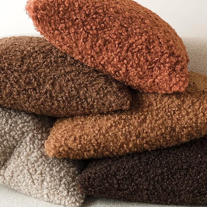 Foindtower 2 Pieces 18x18 Inch Burnt Orange, Faux Fur Throw Pillow Cover Accent - Image 6