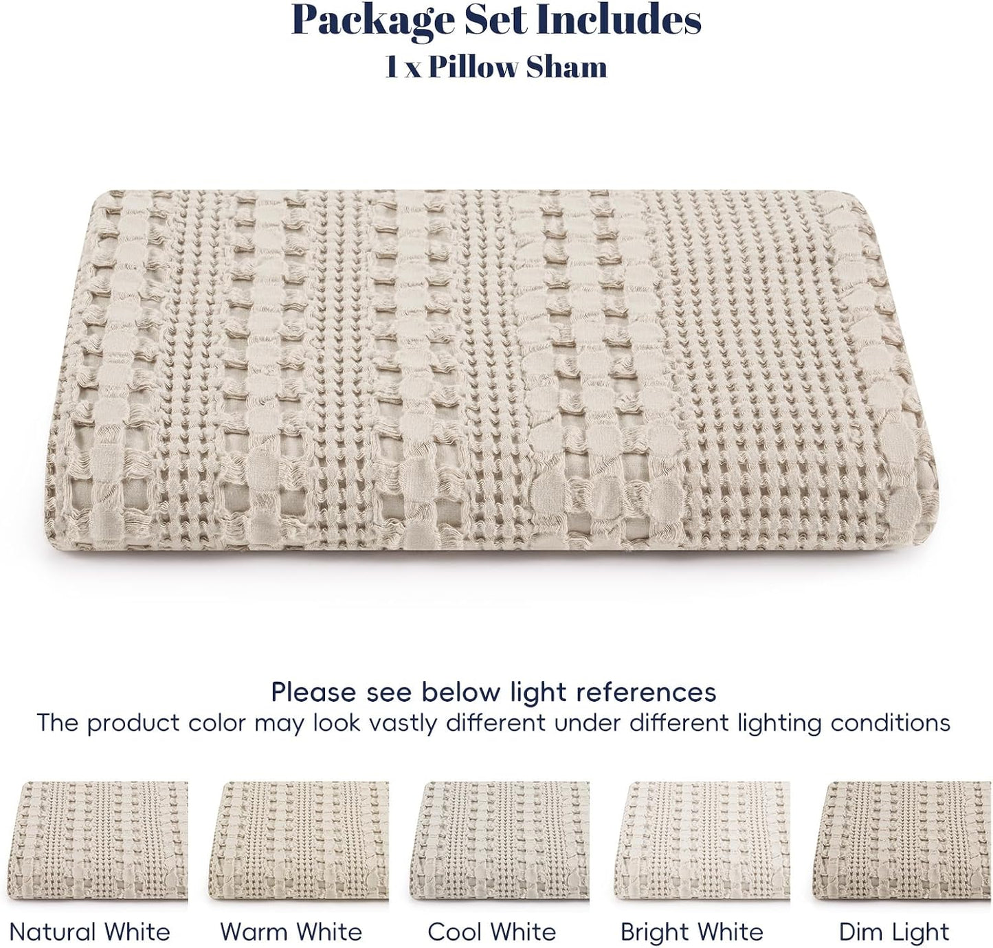 PHF 100% Cotton Waffle Body Pillowcase with Zipper, 1 Pack 20" x 54" Soft Skin-Friendly Pillow Sham, No Filling, Aesthetic Woven and Breathable Waffle Weave Body Pillow Cover for Bed, Oatmeal