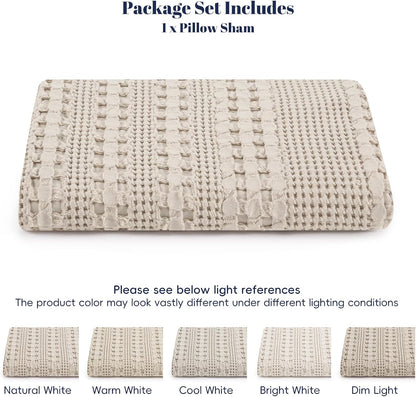 PHF 100% Cotton Waffle Body Pillowcase with Zipper, 1 Pack 20" x 54" Soft Skin-Friendly Pillow Sham, No Filling, Aesthetic Woven and Breathable Waffle Weave Body Pillow Cover for Bed, Oatmeal