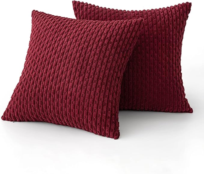 MIULEE Christmas Wine Red Throw Pillow Covers Soft Corduroy Decorative Set of 2 - Image 6