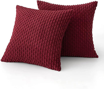 MIULEE Christmas Wine Red Throw Pillow Covers Soft Corduroy Decorative Set of 2 - Image 6