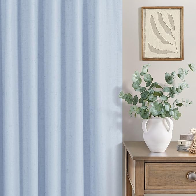 Baby Blue Curtains for Bedroom 45 Inch Length 2 Panel Linen Blackout Short - Image 7