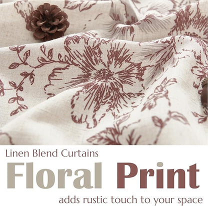 jinchan Linen Floral Tier Curtains 45 Inch Christmas Decorations Farmhouse - Image 2