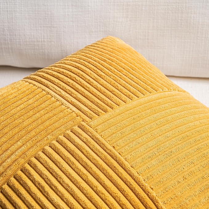 Fancy Homi 2 Packs Gold Yellow Lumbar Decorative Throw Pillow Covers 12x20 Inch - Image 3