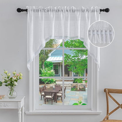 Beda Home Tassel Linen Textured Swag Valances by BedaHomeBedaLife