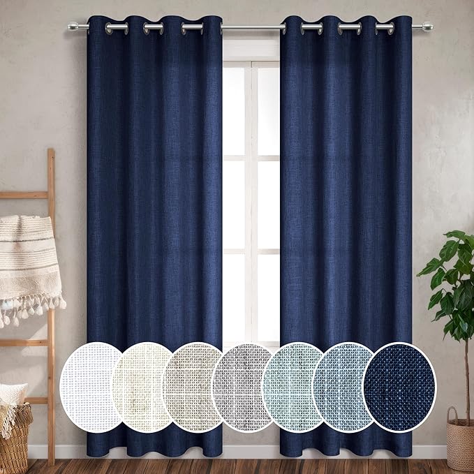 Pitalk Blue Sliding Glass Door Curtains 52 Wide by 108 Length 2 Panels Patio by Pitalk