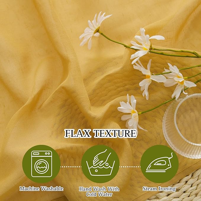 NICETOWN Semi Sheer Curtains Flax Linen Texture, Grommet Retro Window Treatment - Image 5