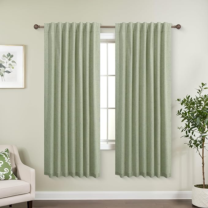 KOUFALL Linen Blackout Curtains 63 Inch Length by KOUFALL