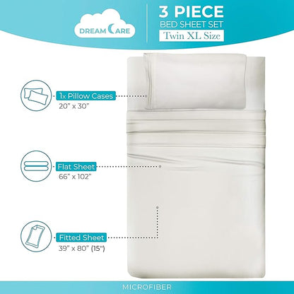 DREAMCARE Twin XL Sheet Sets – 3pcs Cooling Sheets – up to 15” Deep Pocket Twin - Image 4