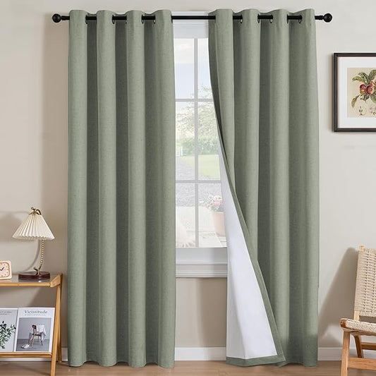 H.VERSAILTEX Linen Curtains 100% Blackout Curtains by HVERSAILTEX