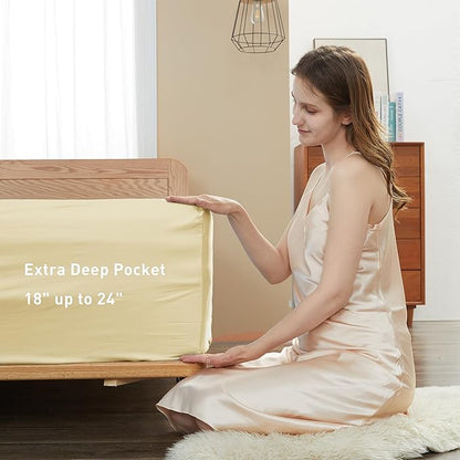 Sunflower California King Fitted Sheet, 1-Piece Extra Deep Pocket Fitted Bottom - Image 3