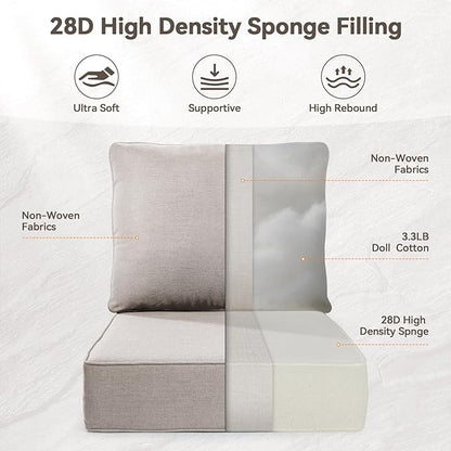 6" Thick Outdoor Cushions 22x24x6, 8-Set Deep Seat Patio Cushions - Image 7