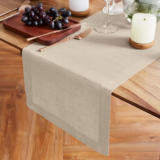 Solino Home 100% Pure Linen Flax 48 Inches Table Runner - Image 2