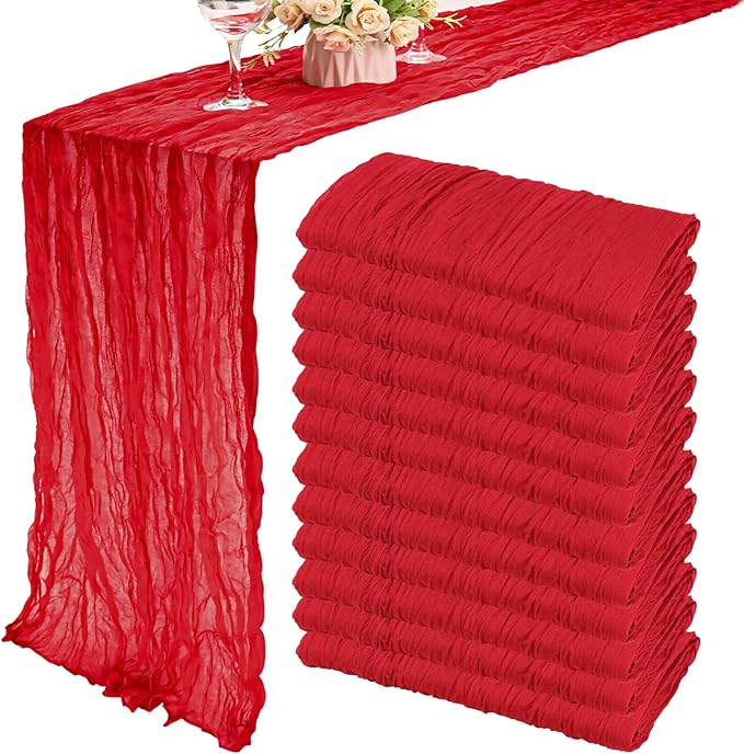12 Pack 10Ft Cheesecloth Table Runner 35x120 Inch Boho Gauze Table Runner by Fivenl