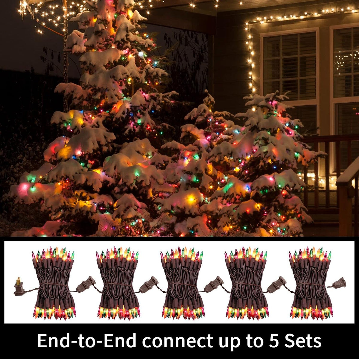 LAMPHOME Halloween String Lights - Orange Purple Green Mini Lights, 150count 31.9ft Halloween Lighting Decor for Outdoor&Indoor Use, Fairy Garden, Yard, Home, Party, Holiday Decoration