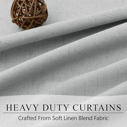 Light Grey Linen Blackout Curtains 90 Inches Long 2 Panel - Image 3