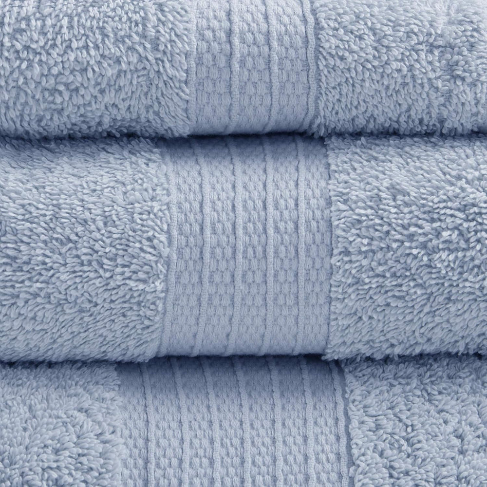 Madison Park Organic Cotton Bath Towel Set Absorbent, 6 Piece, Blue