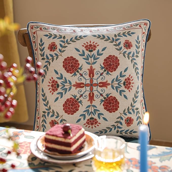 patdrea Designer Throw Pillow Covers Set of 2, Square Brilliant Vintage Red - Image 7