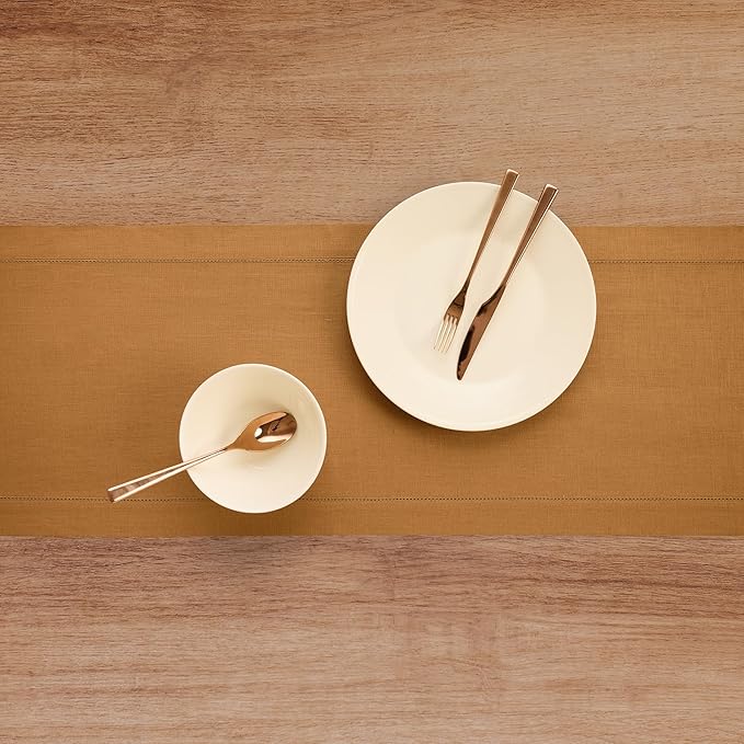Solino Home Linen Brown Sugar Table Runner 144 Inches Long - Image 3