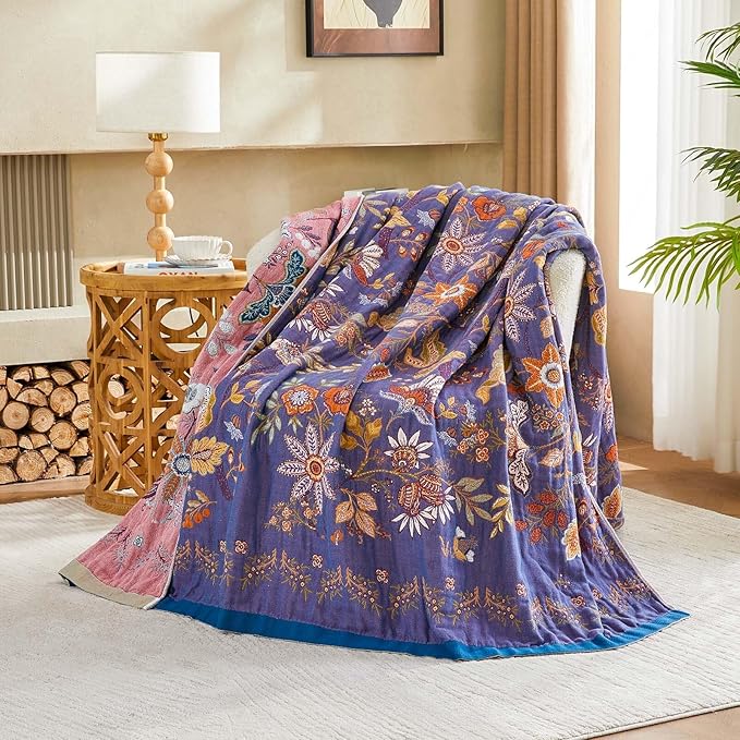 Boho Blanket, 100% Cotton Farmhouse Decorative Throw Blanket - Image 2
