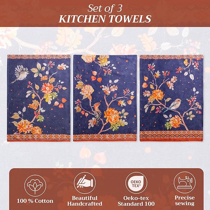 Maison d' Hermine Kitchen Towels Set of 3 100% Cotton 20" x 27.5" Reusable - Image 2