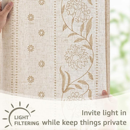 jinchan Winslow Linen Curtains for Bedroom 108 Inches Length Embroidered - Image 5