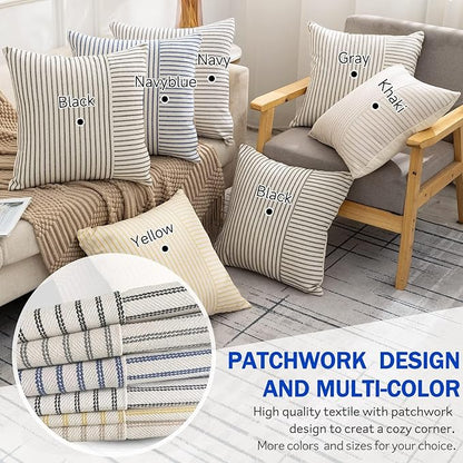 YCOLL Farmhouse Pillow Covers 18x18, Modern Accent Square Throw Pillow Covers - Image 5