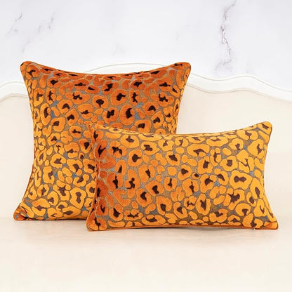 Alerfa Orange Floral Throw Pillow Cover 20 x 20 Inch Cut Velvet Sqaure Luxury - Image 3