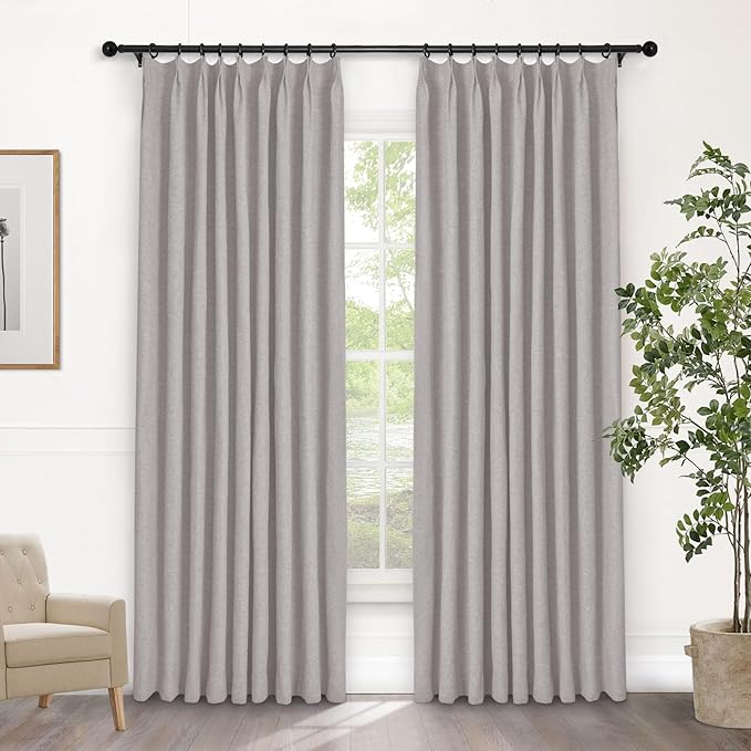 Macochico Pinch Pleated Blackout Curtains 102 Inches Long 100% Light Blocking by Macochico