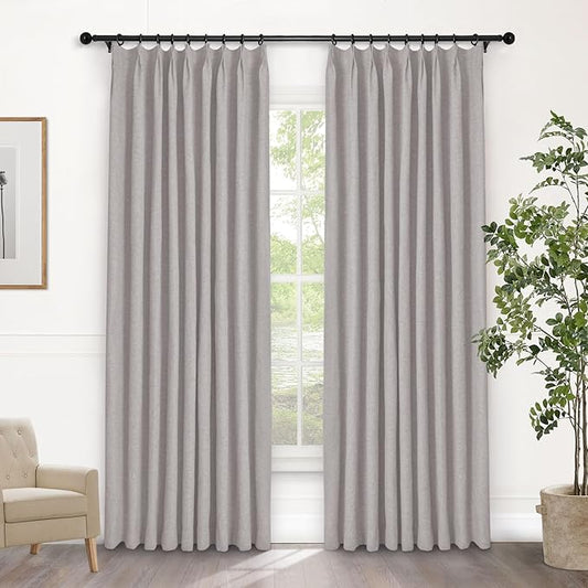 Macochico Pinch Pleated Blackout Curtains 102 Inches Long 100% Light Blocking by Macochico