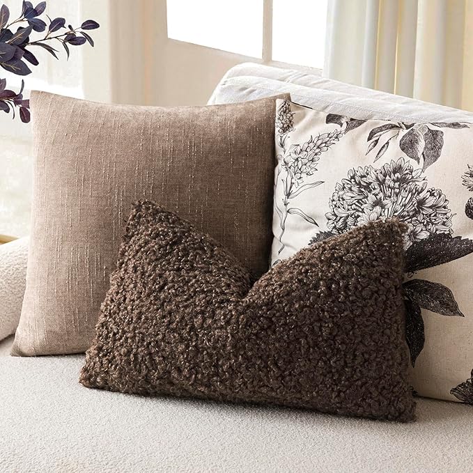 Foindtower Set of 2 Curly Teddy Wool Pillow Covers Decorative Boucle Textured - Image 5