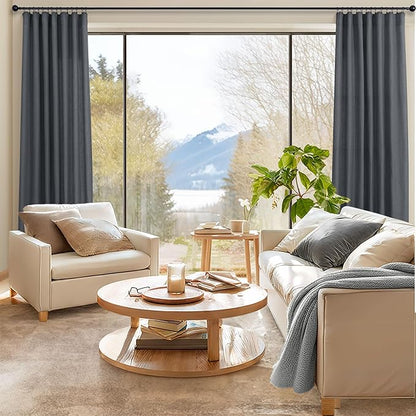 Grey Curtains for Living Room 96 Inches Long 2 Panels Back Tab Light Filtering - Image 6