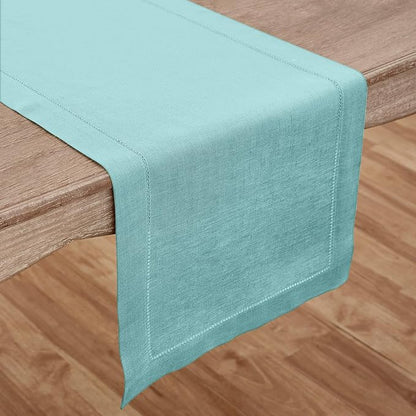 Solino Home Linen Aqua Blue Table Runner 156 Inches Long - Image 2