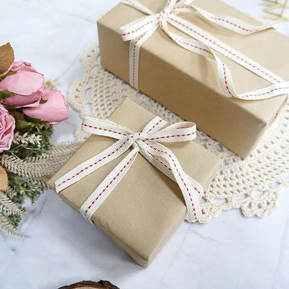 CT CRAFT LLC Ivory Cotton Red Stitched Ribbon 3/8" x 10 Yards - Image 4