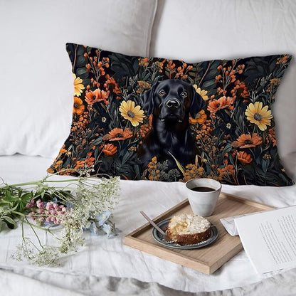 Moody Floral Black Labrador Retriever Pillow Covers 12x20 Set of 2, Dark - Image 6