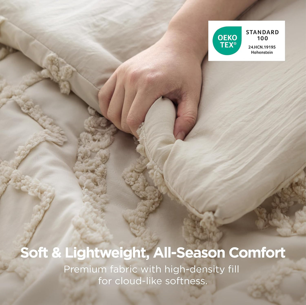 bedsure tufted boho comforter set full, bedroom decor, close-up detail