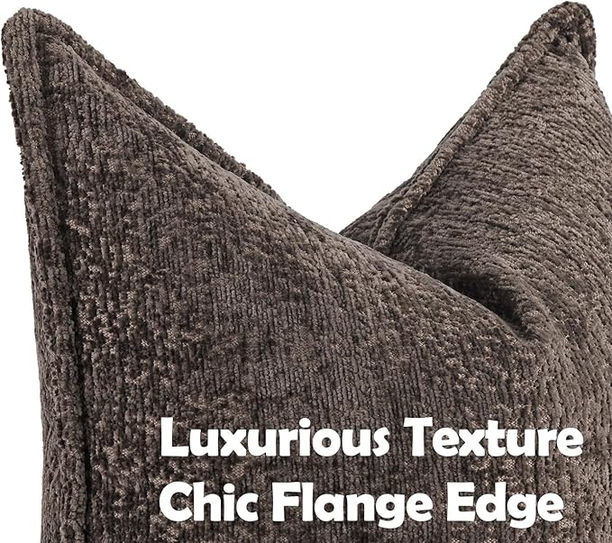 Pack of 2 Chocolate Brown Decorative Throw Pillow Covers 18x18 Cozy Soft - Image 2