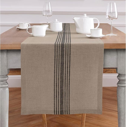 Solino Home Linen Striped Table Runner 120 Inches Long by SolinoHome