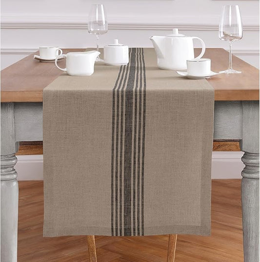 Solino Home Linen Striped Table Runner 120 Inches Long by SolinoHome