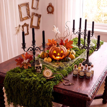2 Artificial Moss Table Runner Halloween Enchanted Party Decor, Green